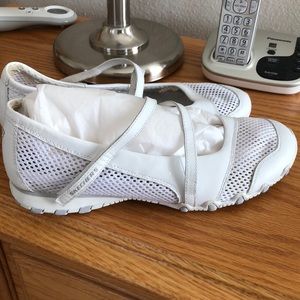 Skechers Mary Jane Leather/Mesh Biker Shoes